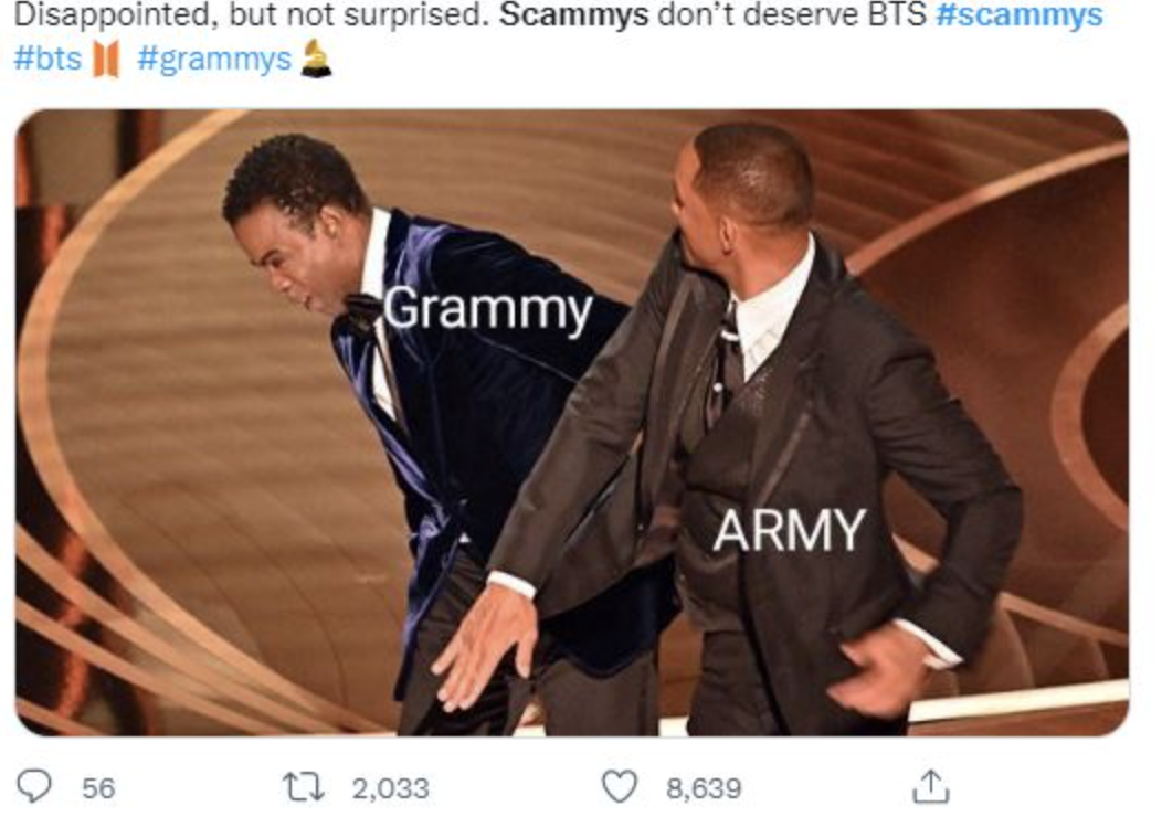 Номинации BTS на «Грэмми» и реакция фанатов с хештегом #Scammys